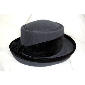 Plaza Suite By Betmar Gray Women's Classy Dressy Stiff Pork Pie Hat W/ Black Rim